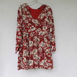 LUCCA‎ Womens Red Floral Boho Bohemian V-Neck Long Sleeves Size M